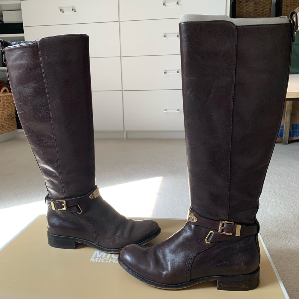 Michael Kors Chocolate Leather Riding Boots